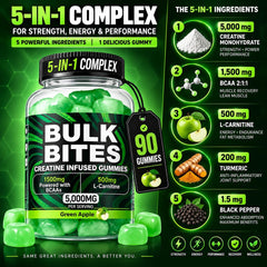 Bulk Bites Green Apple Creatine Gummies