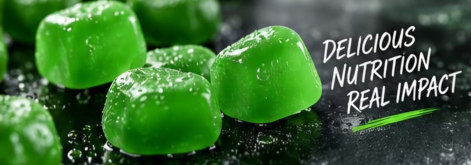 Green apple gummies close up