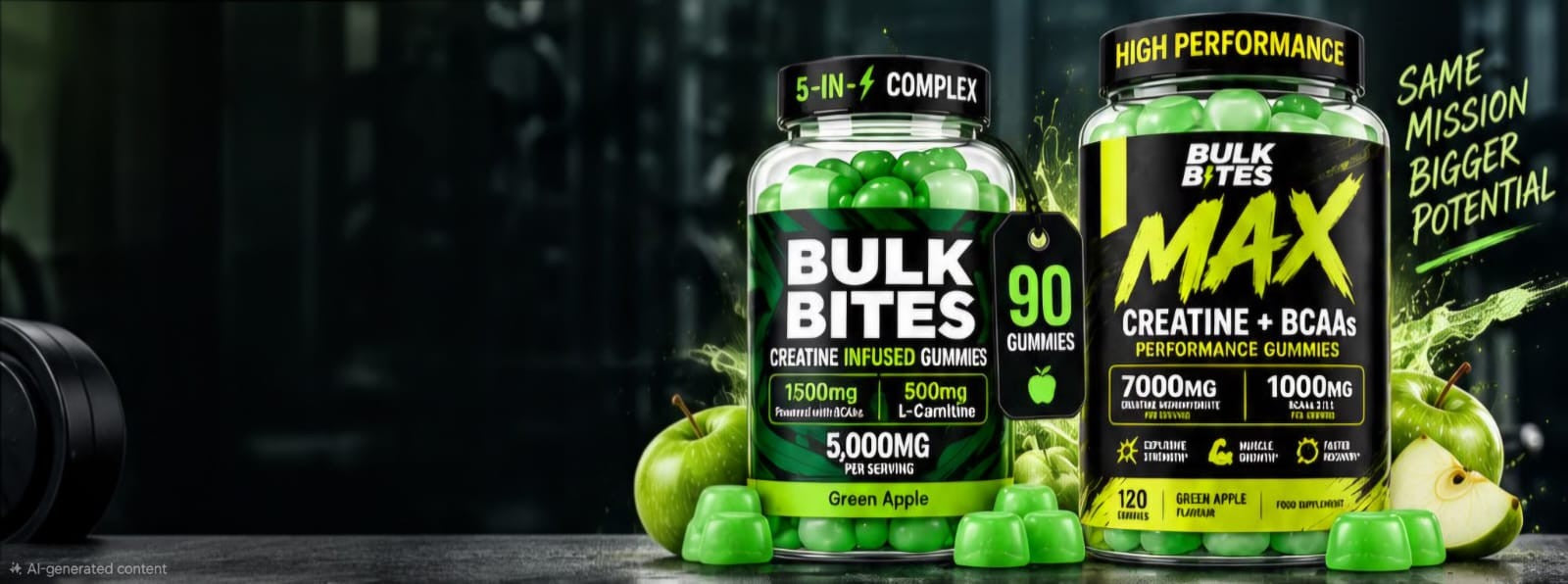 Bulk Bites Original and MAX green apple formulas